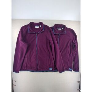 Lot Of 2 LL BEAN Sweaters Womens Medium Purple Fleece Zip Light Jacket M 505303